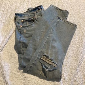 Gap 8p 29p petite ripped faded cigarette ankle jeans - light blue
